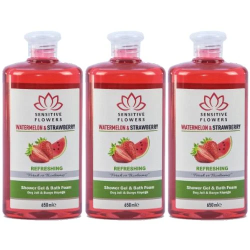Sensitive Flowers Watermelon Strawberry Refreshing Duş Jeli 3 X 650 Ml ürün görseli 1
