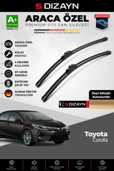S-Dizayn Toyota Corolla Ön Cam Silecek Seti 2019 Üzeri Premium Araca Özel 70-35 Cm  A+ Kalite ürün görseli 1