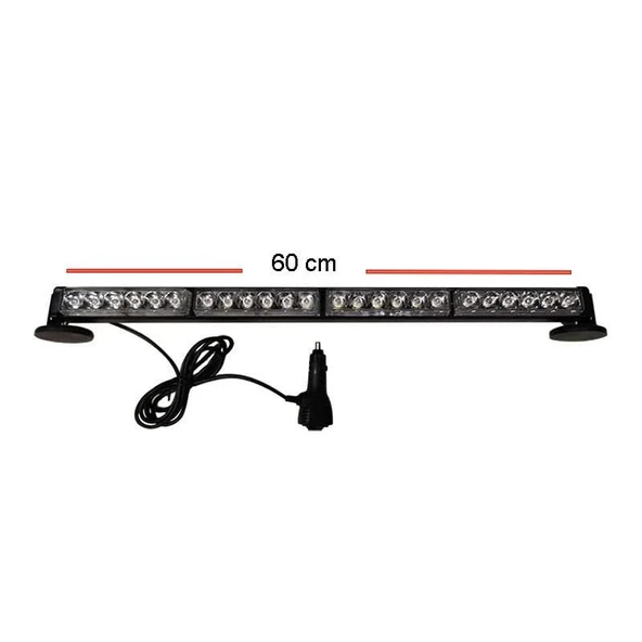 4'Lü Tepe Çakar Lamba Mıknatıslı 12-24V Kırmızı-Mavi 59 Cm / Lapa116 ürün görseli 1