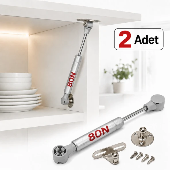 (2Adet) Dolap Kapak Amortisörü 80N Gri 20 cm Gazlı Piston Kapak Hidroliği Mutfak Dolabı Pistonu ürün görseli 1