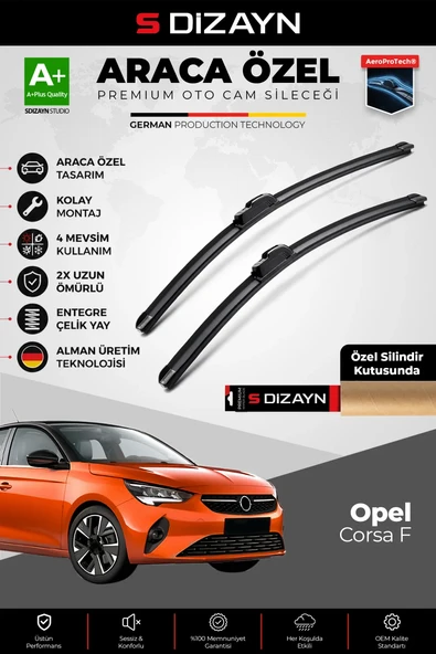 S-Dizayn Opel Corsa F Ön Cam Silecek Seti 2019 Üzeri Premium Araca Özel 60-40 Cm  A+ Kalite ürün görseli 1