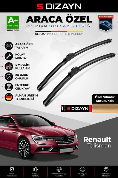 S-Dizayn Renault Talisman Ön Cam Silecek Seti 2015 Üzeri Premium Araca Özel 60-45 Cm  A+ Kalite ürün görseli 1