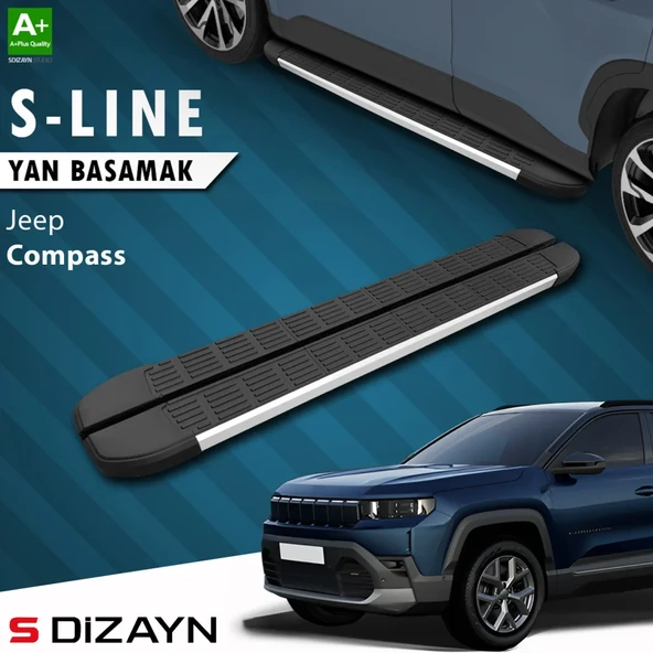 S-Dizayn Jeep Compass 3 S-Line Aluminyum Yan Basamak 193 Cm 2025 Üzeri A+ Kalite ürün görseli 1