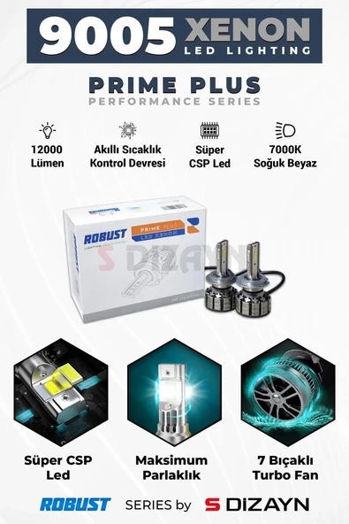 S-Dizayn Prime Plus 9006 Led Xenon / 45W / 12000 LM / 7000K A+ Kalite ürün görseli 1