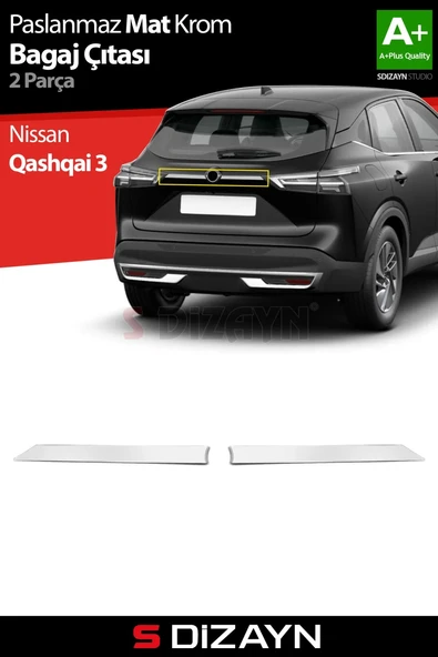 S-Dizayn Nissan Qashqai Krom Bagaj Çıtası 2 Prç. 2021 Üzeri A+ Kalite (Mat Krom) ürün görseli 1