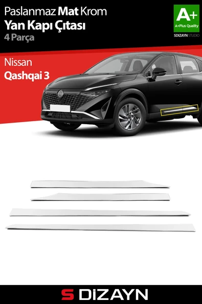 S-Dizayn Nissan Qashqai Krom Yan Kapı Çıtası 4 Prç 2021 Üzeri (Mat Krom) ürün görseli 1