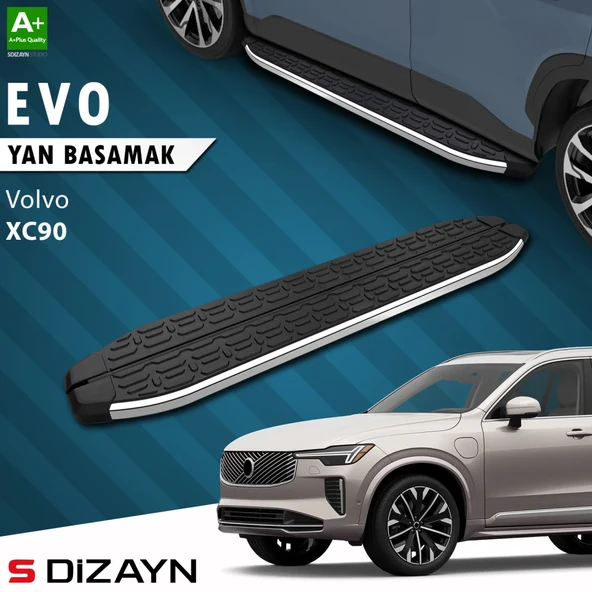 S-Dizayn Volvo XC90 Makyajlı Hybrid Evo Krom Yan Basamak 203 Cm 2024 Üzeri A+ Kalite ürün görseli 1