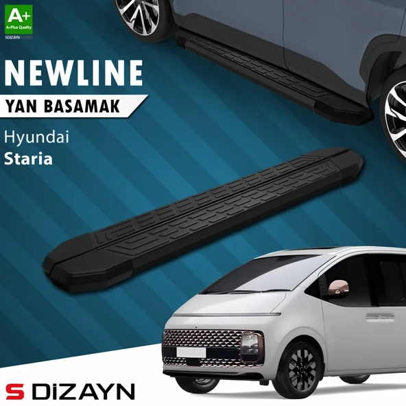 S-Dizayn Hyundai Staria S-Line Siyah Yan Basamak 233 Cm 2021 Üzeri A+ Kalite ürün görseli 1