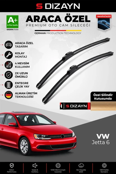 S-Dizayn VW Jetta Ön Cam Silecek Seti 2010-2019 Premium Araca Özel 60-48 Cm  A+ Kalite ürün görseli 1