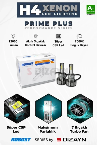 S-Dizayn Prime Plus H4 Led Xenon / 45W / 7000K A+ Kalite ürün görseli 1