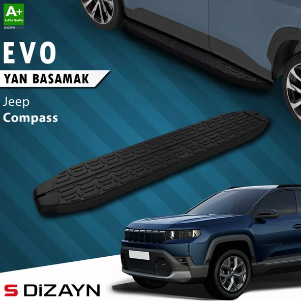 S-Dizayn Jeep Compass 3 Evo Siyah Yan Basamak 193 Cm 2025 Üzeri A+ Kalite ürün görseli 1