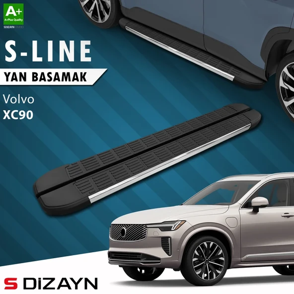 S-Dizayn Volvo XC90 Makyajlı Hybrid S-Line Krom Yan Basamak 203 Cm 2024 Üzeri A+ Kalite ürün görseli 1