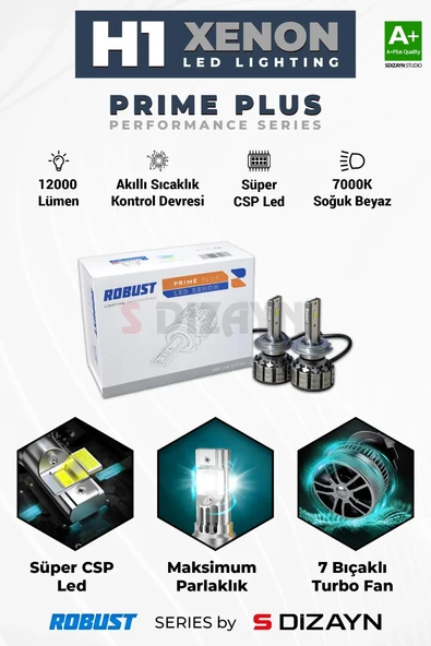 S-Dizayn Prime Plus H1 Led Xenon / 45W / 12000 LM / 7000K A+ Kalite ürün görseli 1