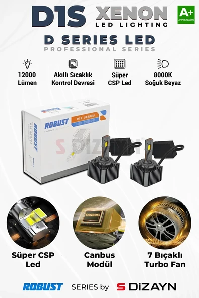 S-Dizayn D1S Led Xenon / 60W / 12000 LM / 8000K A+ Kalite ürün görseli 1
