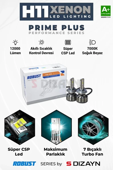 S-Dizayn Prime Plus H11 Led Xenon / 45W / 12000 LM / 7000K A+ Kalite ürün görseli 1