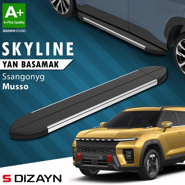 S-Dizayn Ssangyong Musso Elektrikli Skyline Krom Yan Basamak 223 Cm 2025 Üzeri A+ Kalite ürün görseli 1