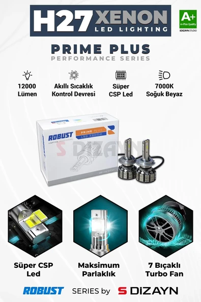 S-Dizayn Prime Plus H27 Led Xenon / 45W / 12000 LM / 7000K A+ Kalite ürün görseli 1