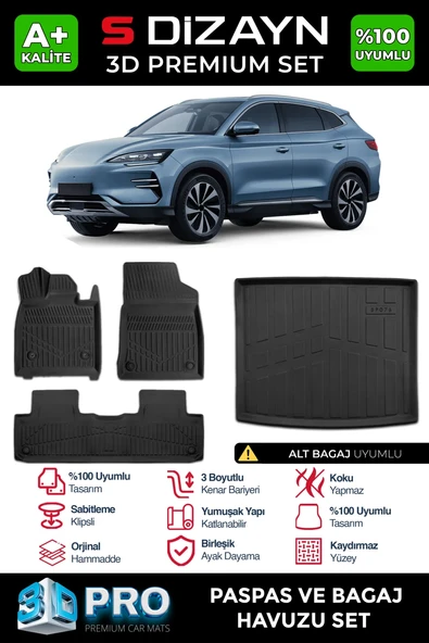 S-Dizayn BYD Seal-U 3D Pro Havuzlu Paspas ve Alt Bagaj Havuzu Seti (2'li SET) 2024 Üzeri A+ Kalite ürün görseli 1