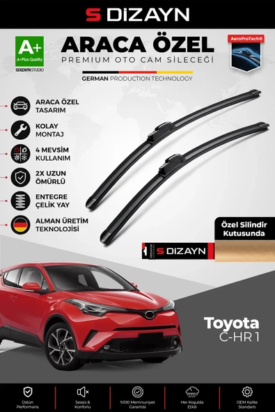 S-Dizayn Toyota C-HR Ön Cam Silecek Seti 2016-2023 Premium Araca Özel 65-40 Cm  A+ Kalite ürün görseli 1