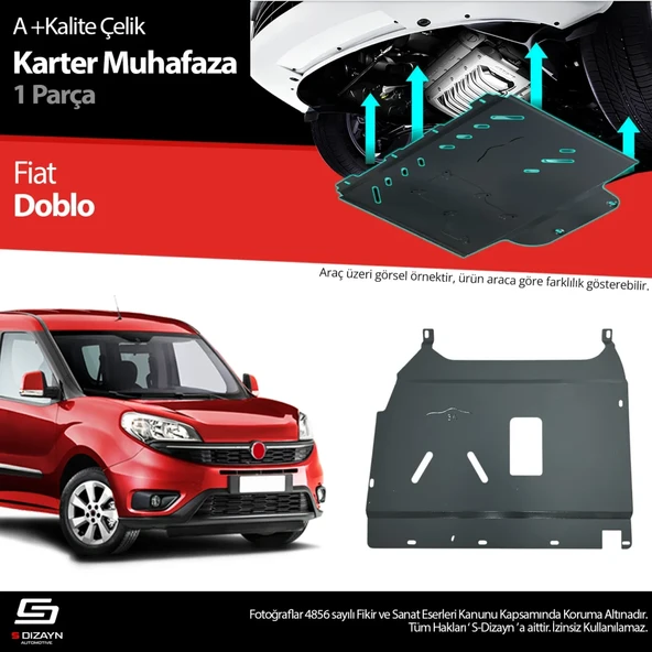 S-Dizayn Fiat Doblo 2 Çelik Karter Muhafaza Koruma 2010-2022 A+ Kalite ürün görseli 1