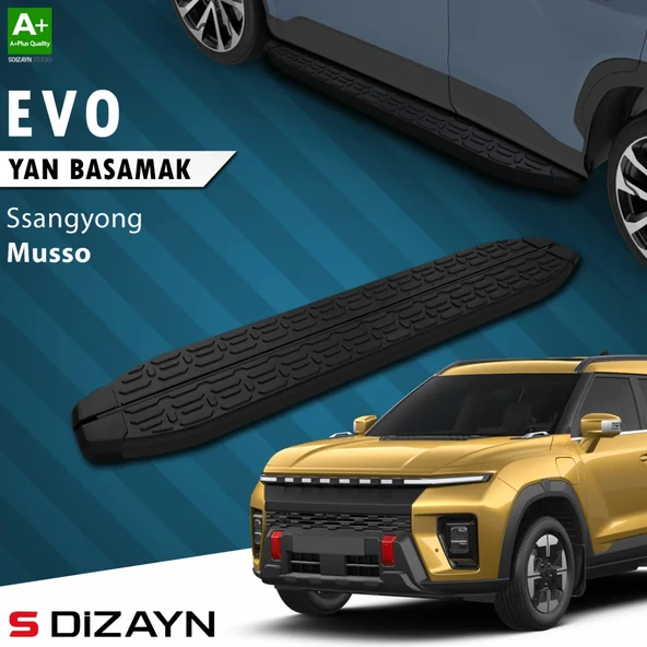 S-Dizayn Ssangyong Musso Elektrikli Evo Siyah Yan Basamak 223 Cm 2025 Üzeri A+ Kalite ürün görseli 1