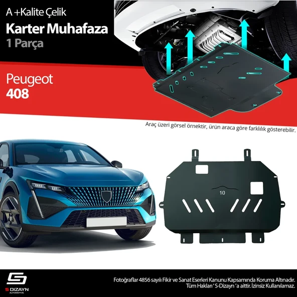 S-Dizayn Peugeot 408 Çelik Karter Muhafaza Koruma 2023 Üzeri A+ Kalite ürün görseli 1