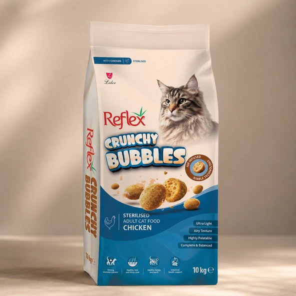 Crunchy Bubbles Kısırlaştırılmış Tavuklu Yetişkin Kedi Maması 10 kg ürün görseli 1
