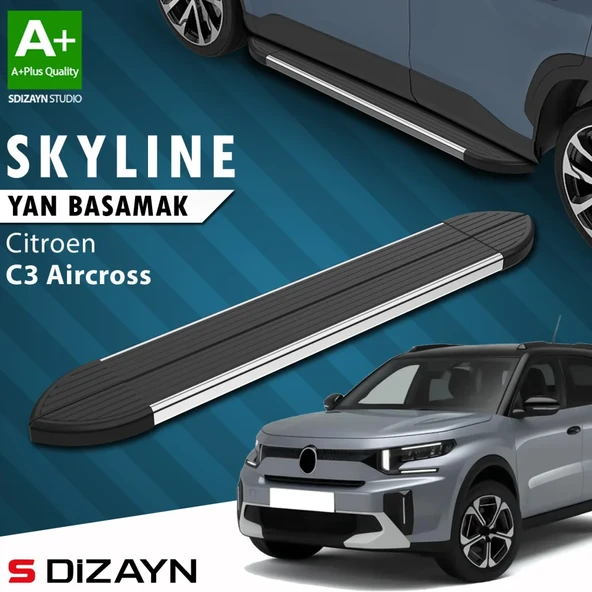 S-Dizayn Citroen C3 Aircross 2 Skyline Krom Yan Basamak 183 Cm 2024 Üzeri A+ Kalite ürün görseli 1