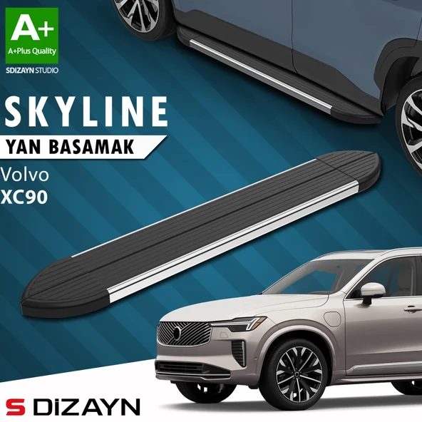 S-Dizayn Volvo XC90 Makyajlı Benzinli Skyline Krom Yan Basamak 203 Cm 2024 Üzeri A+ Kalite ürün görseli 1