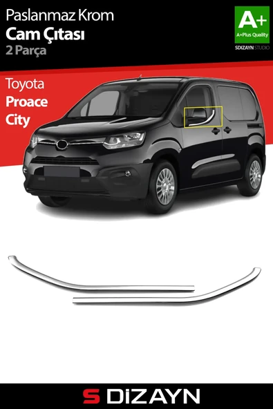 S-Dizayn Toyota Proace City Krom Cam Çıtası 2 Prç 2019 Üzeri A+ Kalite ürün görseli 1