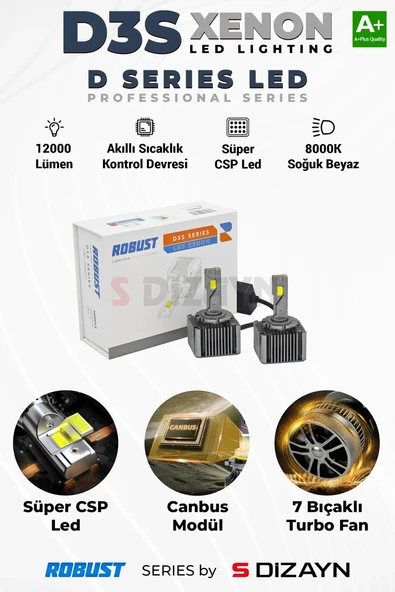 S-Dizayn D3S Led Xenon / 60W / 12000 LM / 8000K A+ Kalite ürün görseli 1