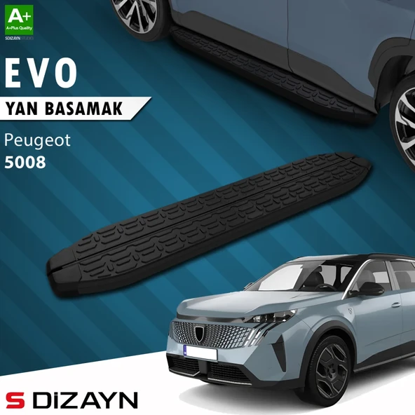 S-Dizayn Peugeot 5008 3 Elektrikli Evo Siyah Yan Basamak 203 Cm 2024 Üzeri A+ Kalite ürün görseli 1