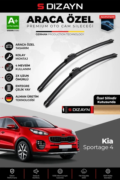 S-Dizayn Kia Sportage Ön Cam Silecek Seti 2016-2021 Premium Araca Özel 65-40 Cm  A+ Kalite ürün görseli 1