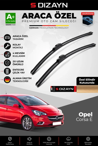 S-Dizayn Opel Corsa E Ön Cam Silecek Seti 2014-2019 Premium Araca Özel 65-40 Cm  A+ Kalite ürün görseli 1
