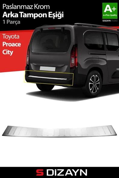 S-Dizayn Toyota Proace City Krom Arka Tampon Eşiği 2018 Üzeri A+ Kalite ürün görseli 1