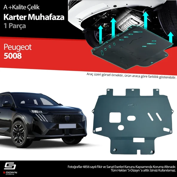 S-Dizayn Peugeot 5008 Çelik Karter Muhafaza Koruma 2024 Üzeri A+ Kalite ürün görseli 1