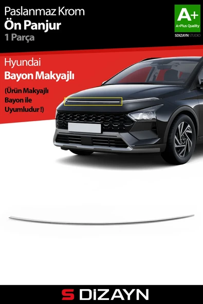 S-Dizayn Hyundai Bayon Makyajlı Krom Ön Panjur 2024 Üzeri A+ Kalite ürün görseli 1
