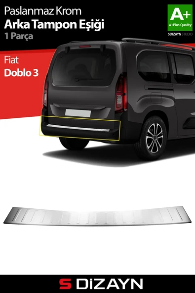 S-Dizayn Fiat Doblo 3 Krom Arka Tampon Eşiği 2023 Üzeri A+ Kalite ürün görseli 1