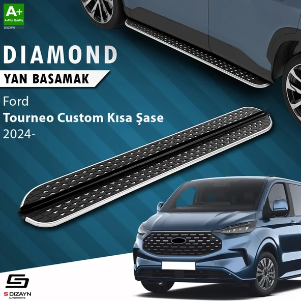 S-Dizayn Ford Tourneo Custom 2 Kısa Şase Diamond Krom Yan Basamak 223 Cm 2023 Üzeri A+ Kalite ürün görseli 1