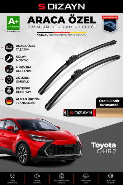 S-Dizayn Toyota C-HR Ön Cam Silecek Seti 2023 Üzeri Premium Araca Özel 70-35 Cm  A+ Kalite ürün görseli 1