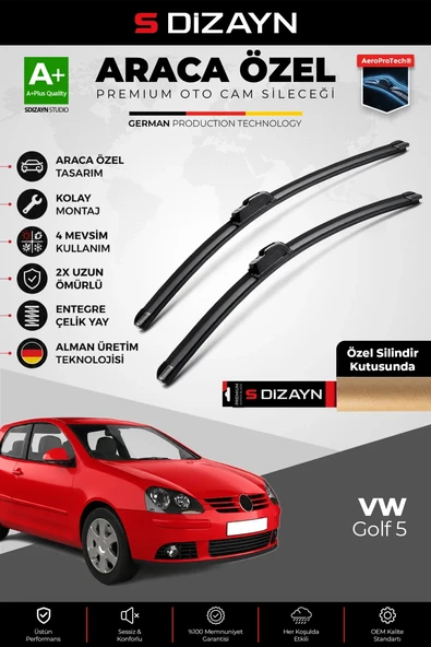 S-Dizayn VW Golf 5 Ön Cam Silecek Seti 2004-2005 Premium Araca Özel 60-48 Cm  A+ Kalite ürün görseli 1