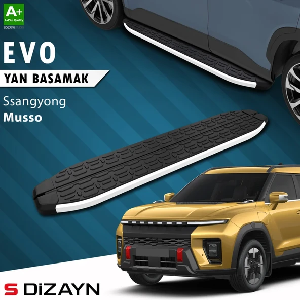 S-Dizayn Ssangyong Musso Elektrikli Evo Aluminyum Yan Basamak 223 Cm 2025 Üzeri A+ Kalite ürün görseli 1