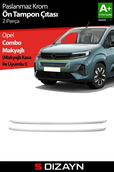 S-Dizayn Opel Combo Makyajlı Krom Ön Tampon Çıtası 2 Prç 2023 Üzeri A+ Kalite ürün görseli 1