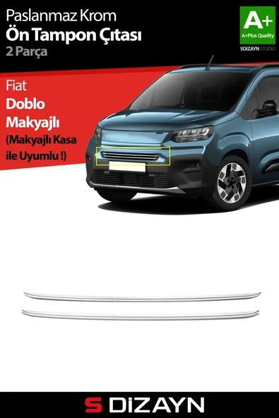 S-Dizayn Fiat Doblo 3 Krom Ön Tampon Çıtası 2 Prç 2023 Üzeri A+ Kalite ürün görseli 1