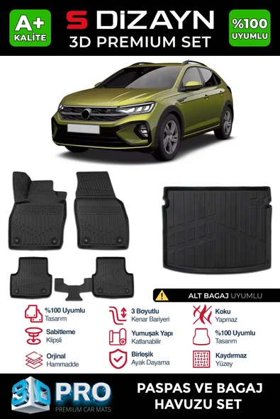 S-Dizayn VW Taigo 3D Pro Havuzlu Paspas ve Alt Bagaj Havuzu Seti (2'li SET) 2020 Üzeri A+ Kalite ürün görseli 1