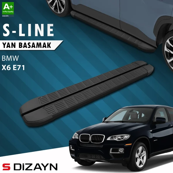 S-Dizayn Bmw X6 E71 S-Line Siyah Yan Basamak 193 Cm 2008-2014 A+ Kalite ürün görseli 1