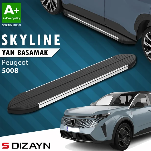 S-Dizayn Peugeot 5008 3 Elektrikli Skyline Krom Yan Basamak 203 Cm 2024 Üzeri A+ Kalite ürün görseli 1