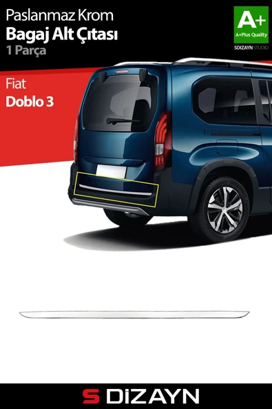 S-Dizayn Fiat Doblo 3 Krom Bagaj Alt Çıtası 2022 Üzeri A+ Kalite ürün görseli 1