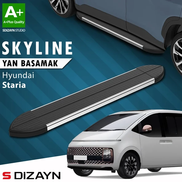 S-Dizayn Hyundai Staria Skyline Krom Yan Basamak 233 Cm 2021 Üzeri A+ Kalite ürün görseli 1