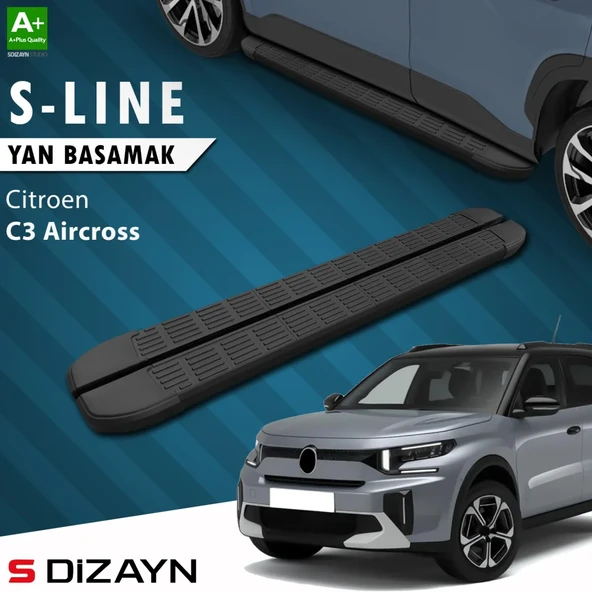 S-Dizayn Citroen C3 Aircross 2 S-Line Siyah Yan Basamak 183 Cm 2024 Üzeri A+ Kalite ürün görseli 1